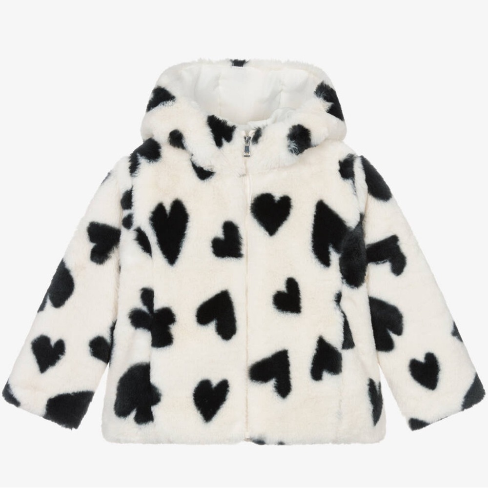 Mayoral Heart Patterned Fuzzy Jacket